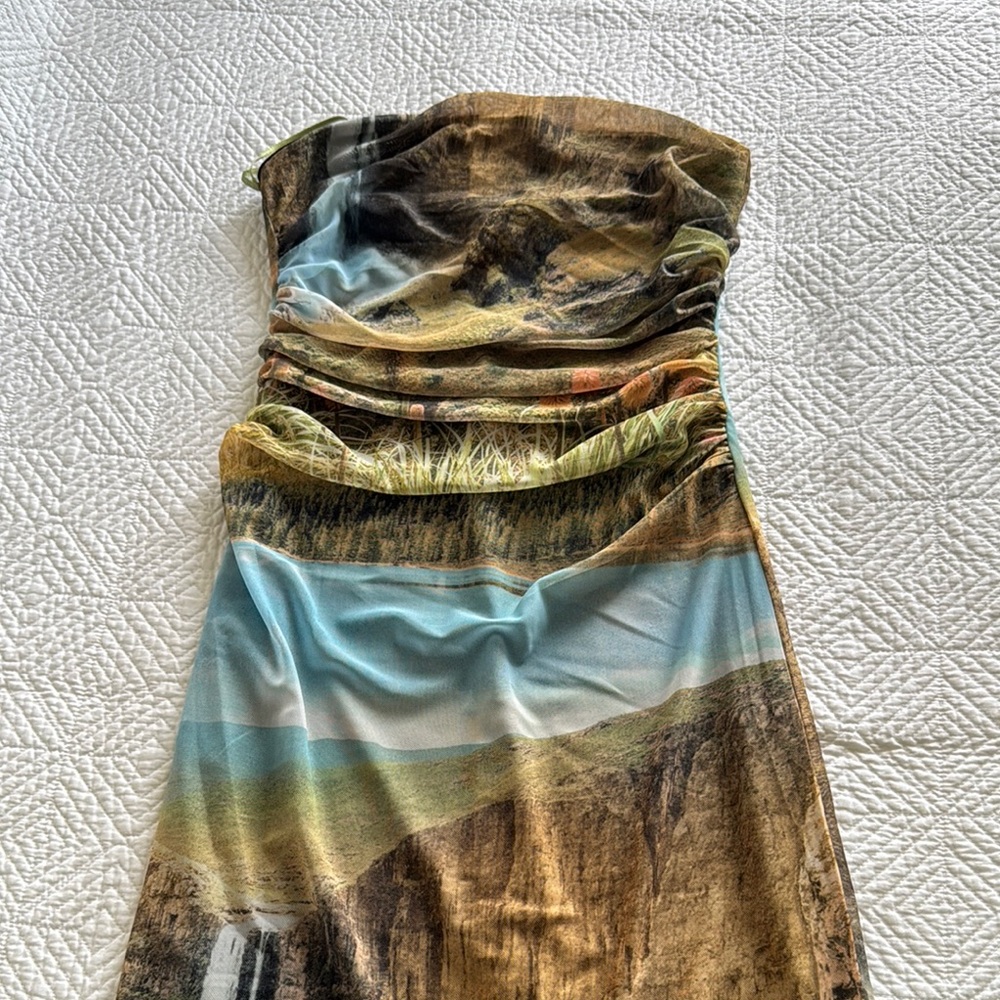 Strapless midi dress